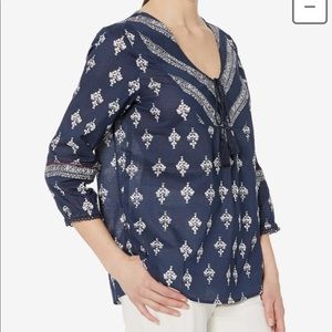 Tribal Brand Cotton 3/4 Sleeve Blouse with Tassel Ties Women’s Size XXL